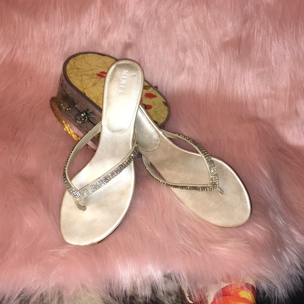 MIXIT Rhinestone Encrusted Sandal Slides in 11